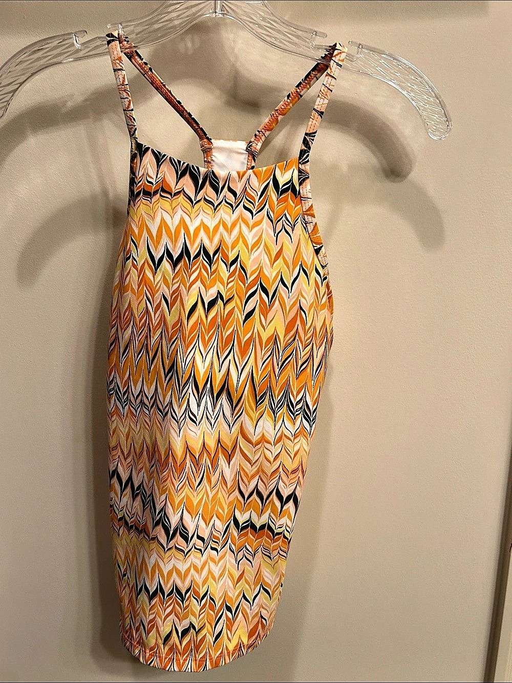 Helen Jon Raceback Tankini Geometric Tankini in Orange & White Size Small NWT